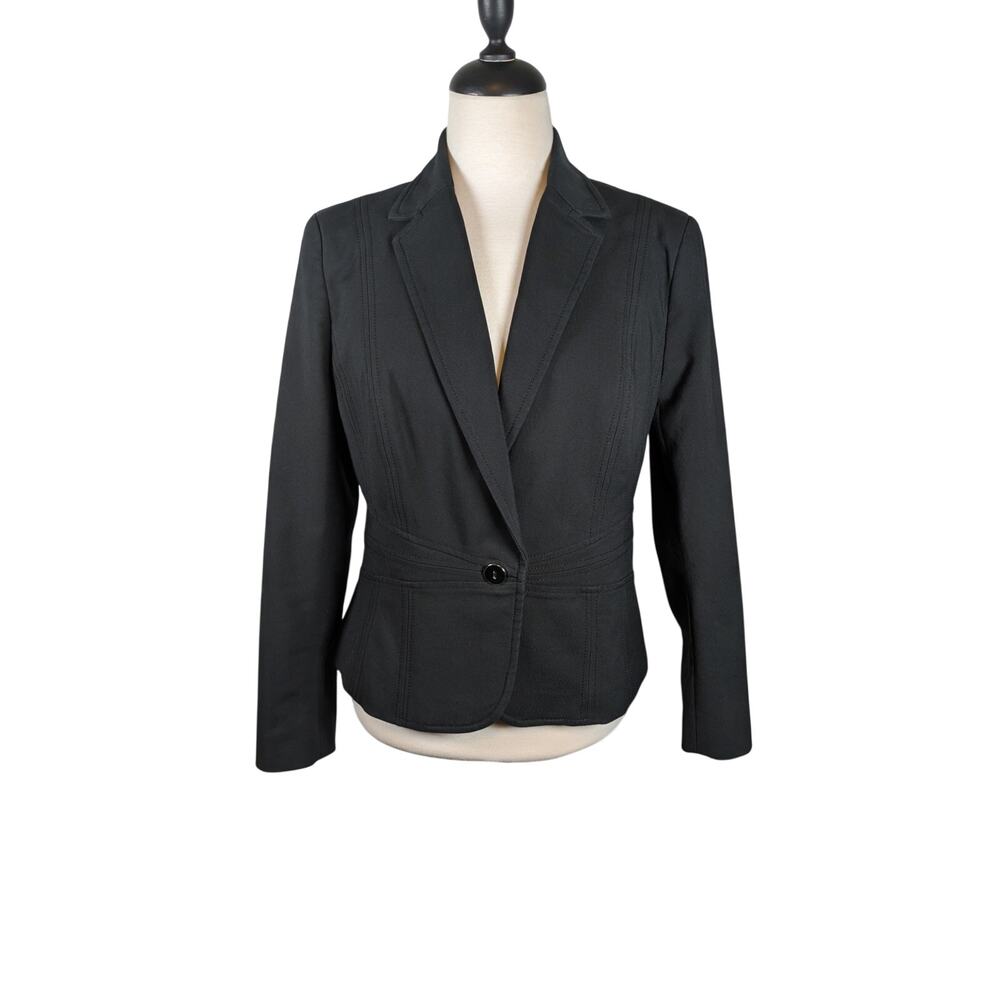 7Th Avenue New York & Company Size 12 Black Tailored Blazer Jacket Single Button